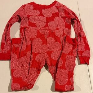 Red Heart Print Pajama Set
